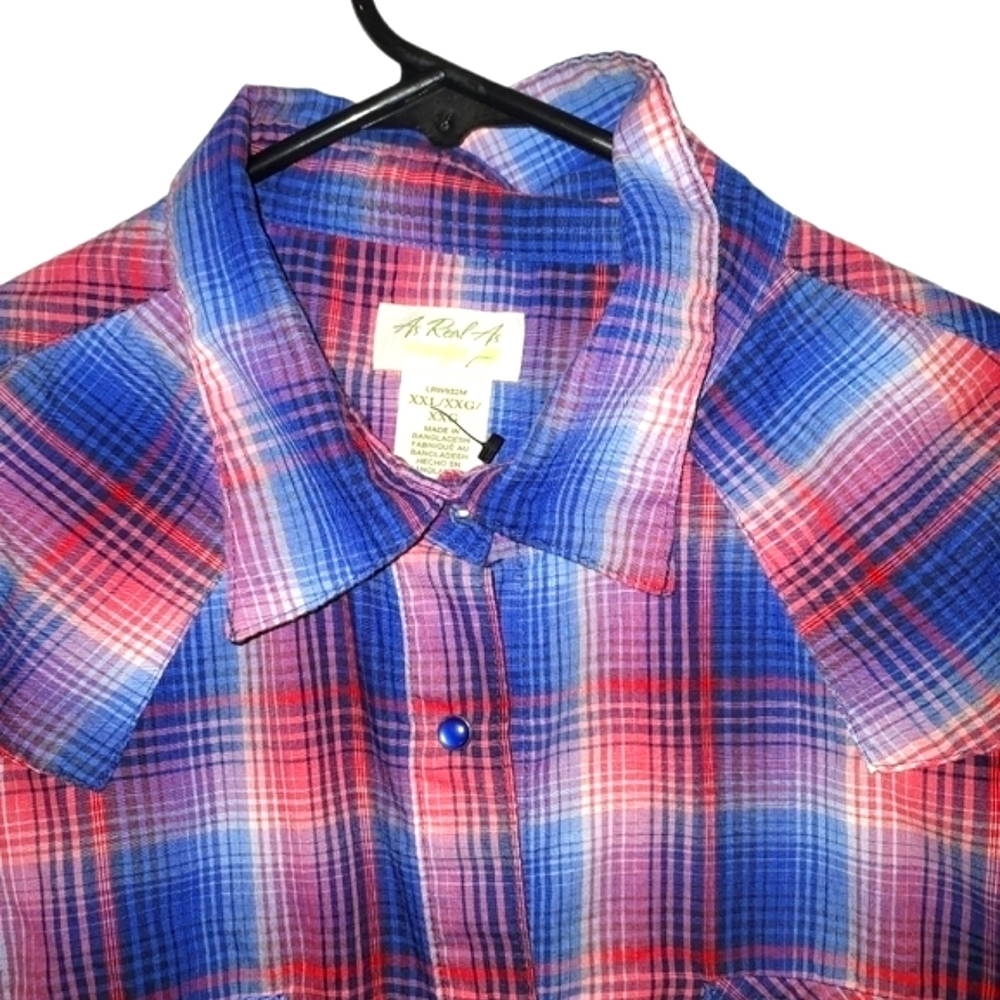As Real As Wrangler plaid LS snap Womens Western Cowgirl Shirt Sz XXL 2X